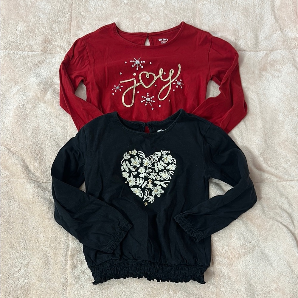 Carter's Kids Red and Black Long Sleeve Tops